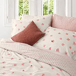 bed met bloemen dekbedovertrek percal katoen