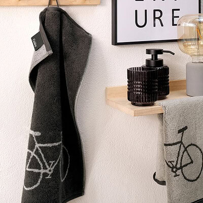 gastendoek met fiets kleur basalt zwart