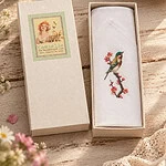 Handgeborduurde dames zakdoek - Bird