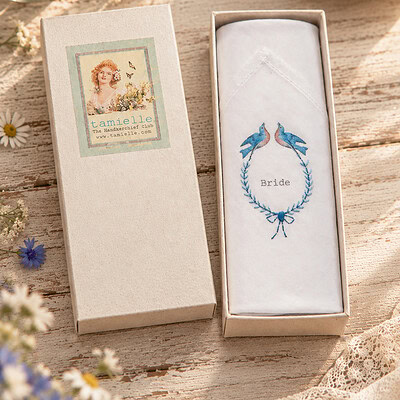 katoenen zakdoek, geborduurde zakdoek bruid cadeau